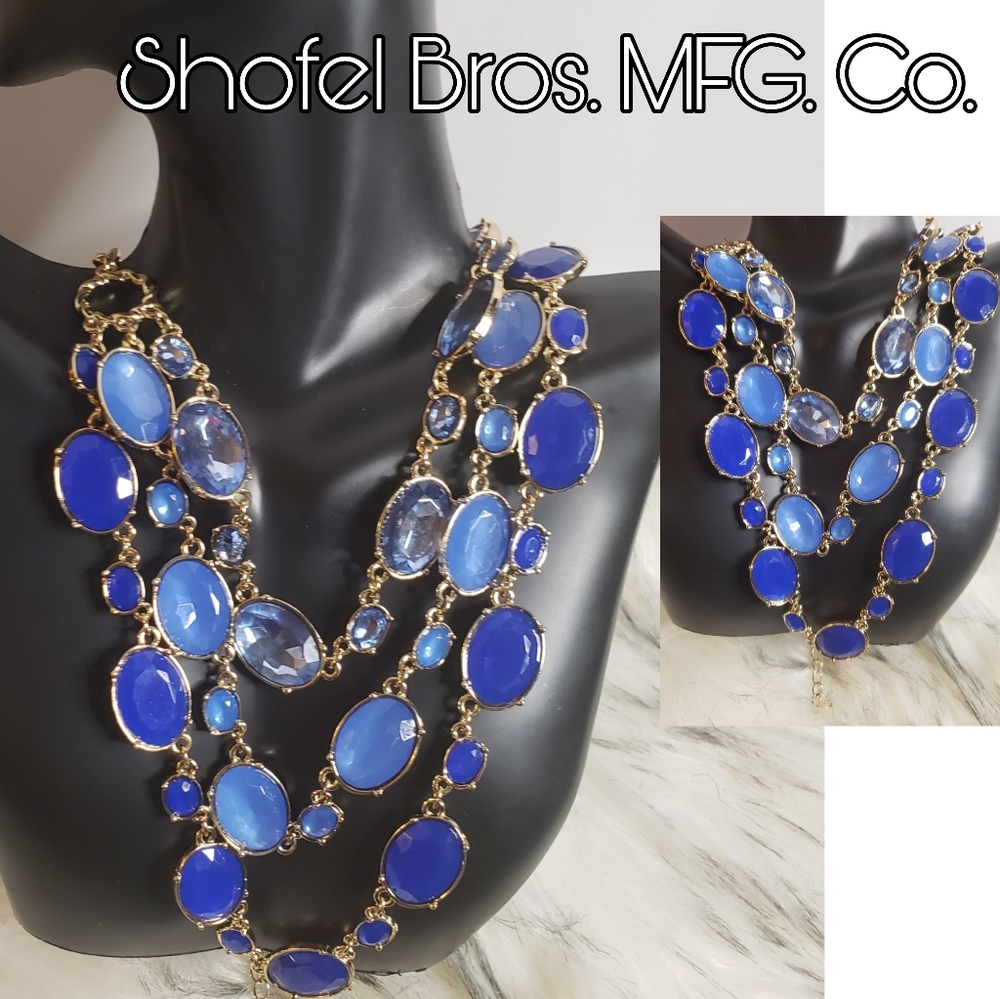 Shofel Bros. MFG. Co. Semi precious blue gem multi chain necklace